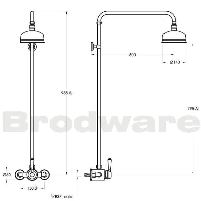 Brodware Neu England Shower Set Exposed With 150mm Rose 1.8014.00