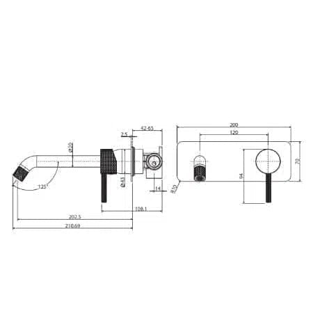 Fienza Axle Wall Basin/Bath Set With Plate - Brushed Nickel