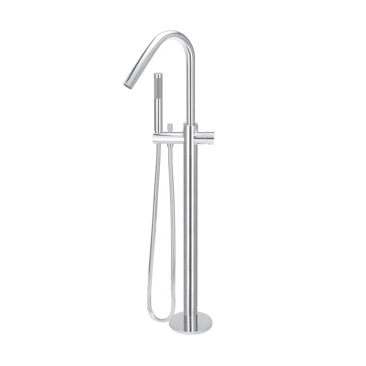 Meir Round Pinless Freestanding Bath Spout + Hand Shower