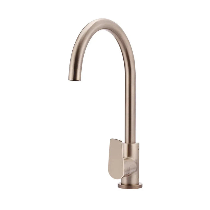 Meir Round Gooseneck Kitchen Mixer Tap + Paddle Handle