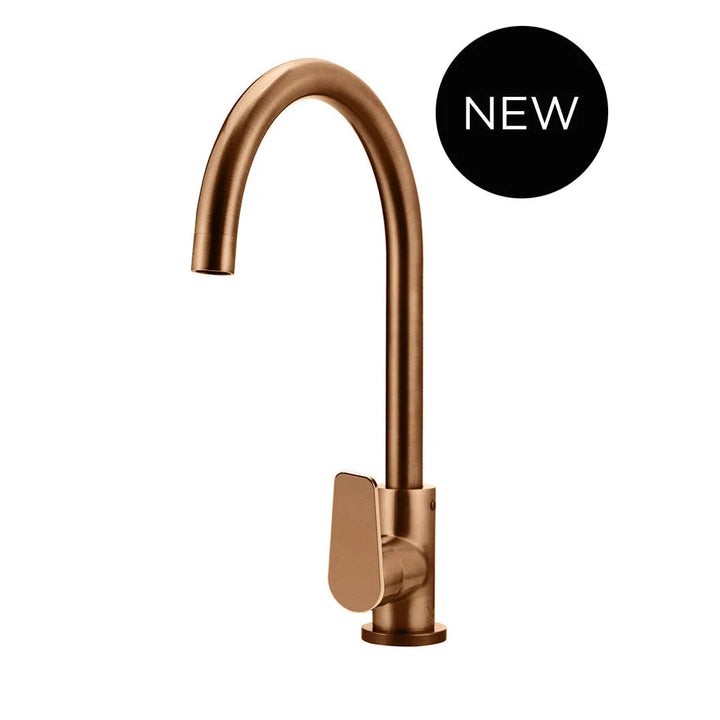 Meir Round Gooseneck Kitchen Mixer Tap + Paddle Handle