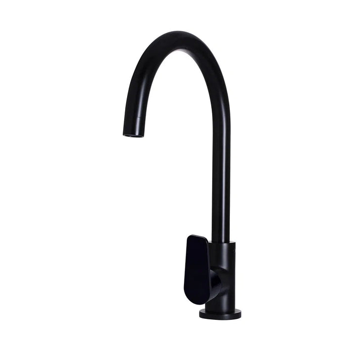 Meir Round Gooseneck Kitchen Mixer Tap + Paddle Handle