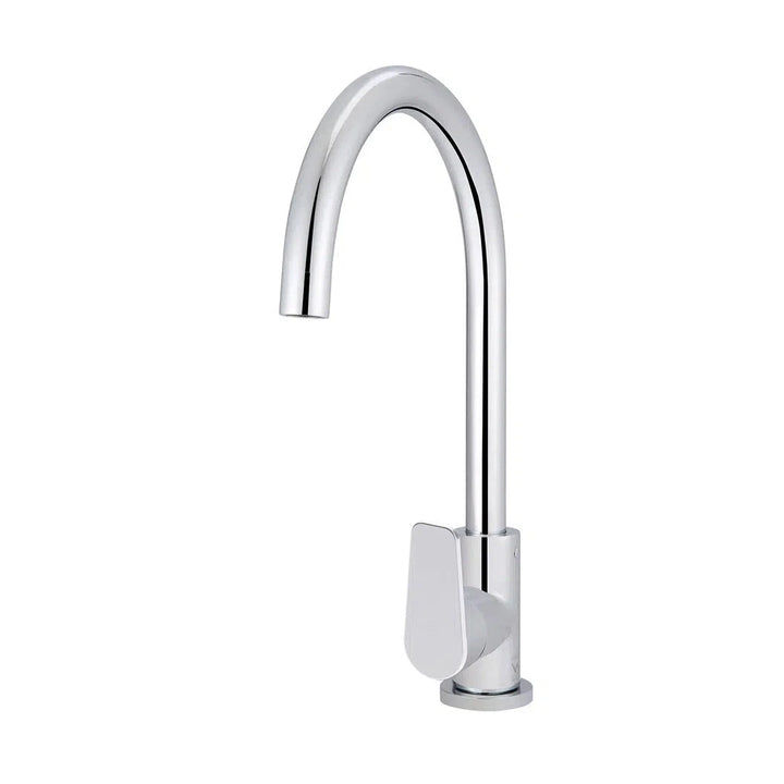 Meir Round Gooseneck Kitchen Mixer Tap + Paddle Handle