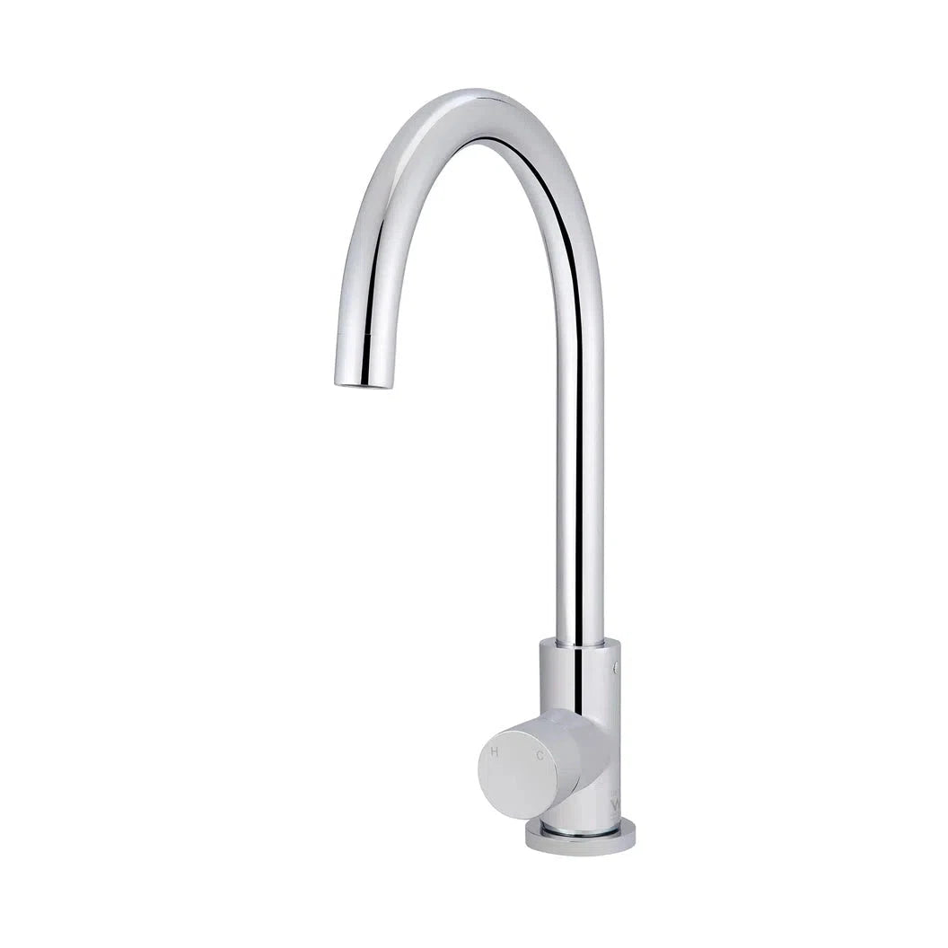 Meir Round Gooseneck Kitchen Mixer Tap + Pinless Handle