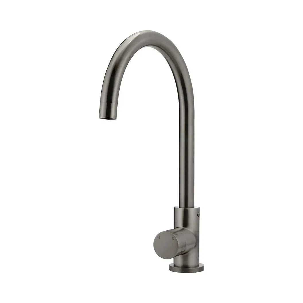 Meir Round Gooseneck Kitchen Mixer Tap + Pinless Handle