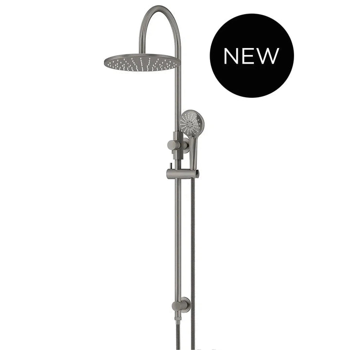 Meir Round Gooseneck Shower Set + Three-Function Hand Shower