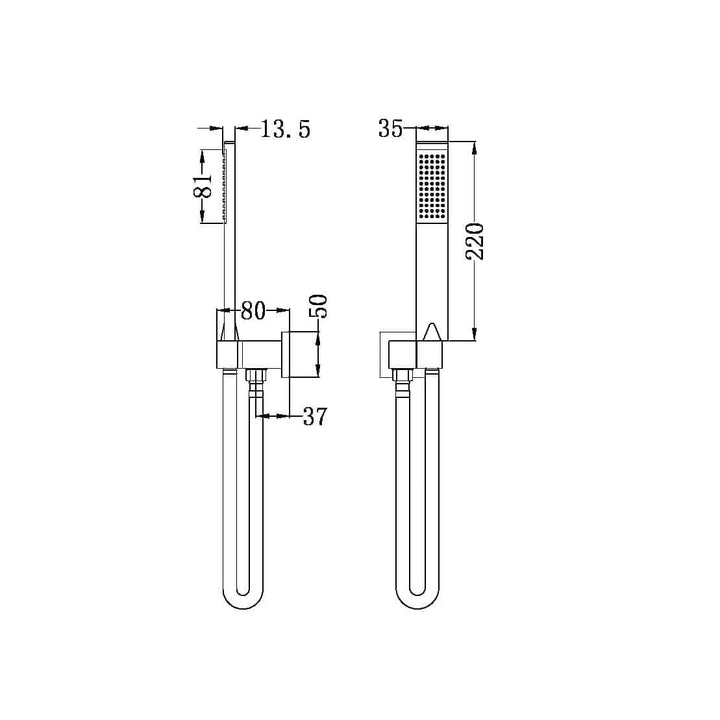 Nero Square Shower On Bracket Chrome