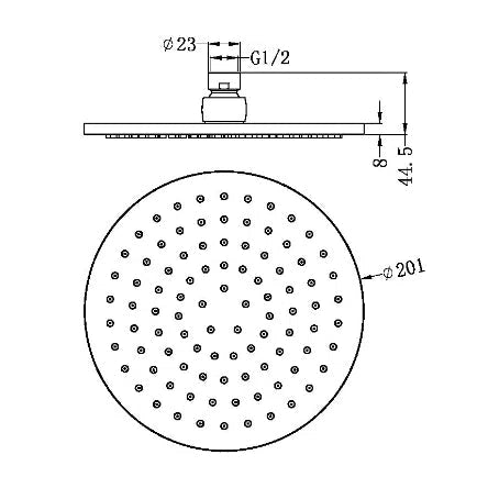 Nero Round Shower Head 200mm Chrome