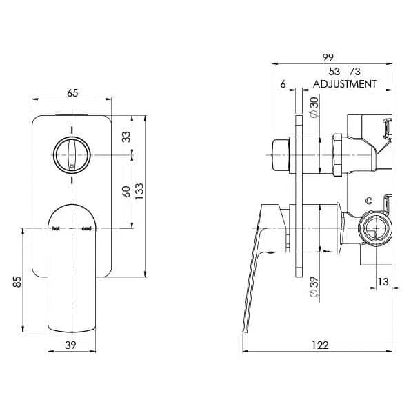 Phoenix Mekko Shower / Bath Diverter Mixer