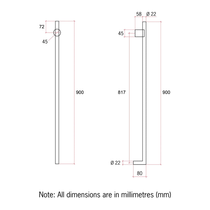 Thermorail Polished Stainless Heated Towel Rail