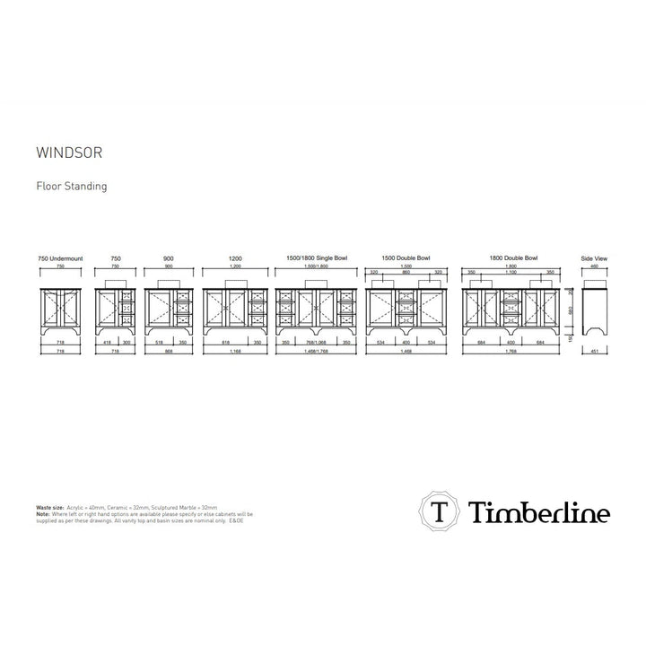 Timberline Windsor 900mm Vanity With Ceramic Top