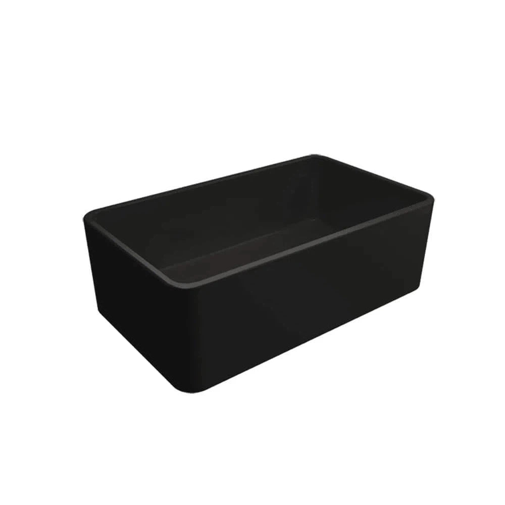 Turner Hastings Novi 75 x 46 Fine Fireclay Butler Sink – Matte Black Double Sided Flat Front and Ribbed Front