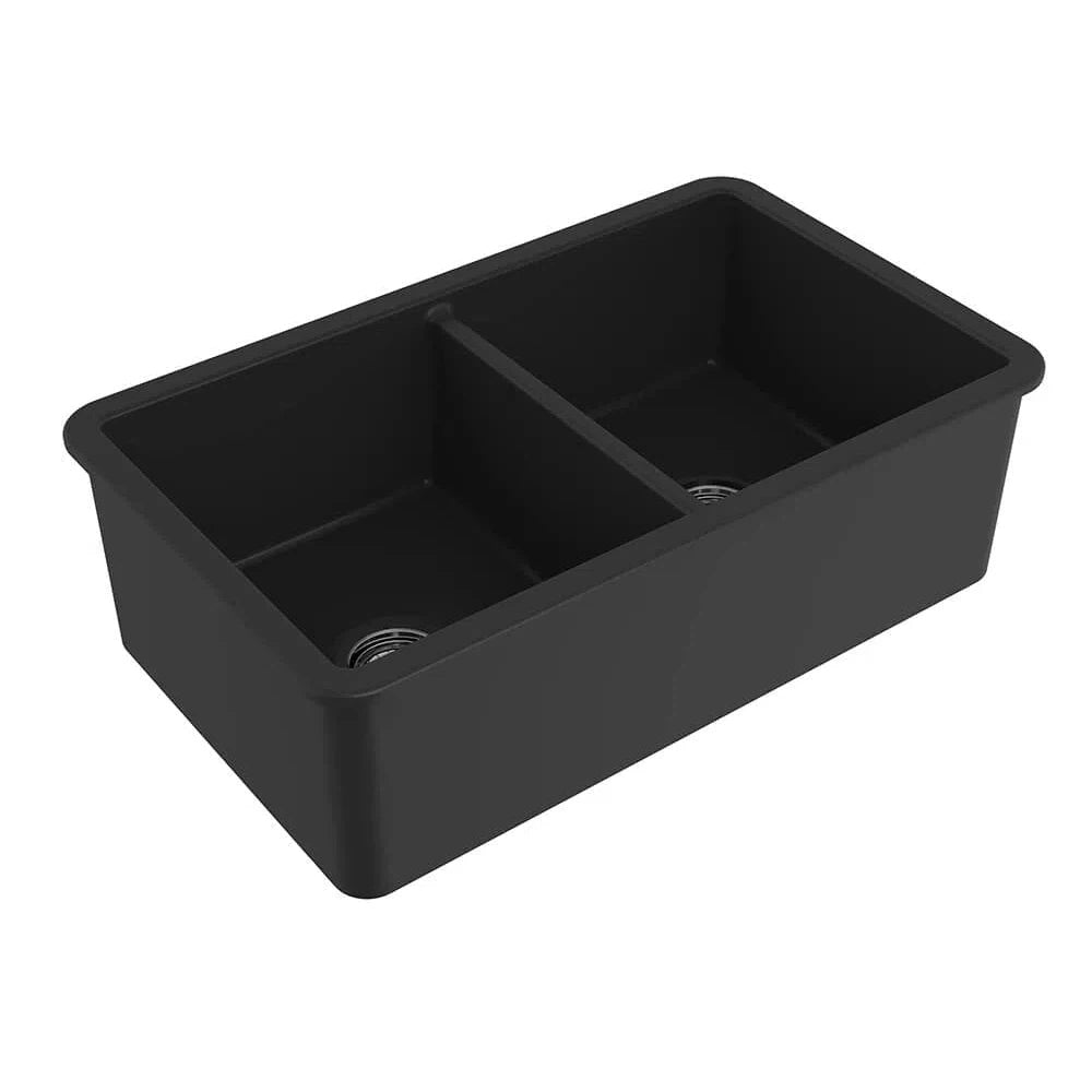 Turner Hastings Cuisine 85 x 46 Double Inset / Undermount Fine Fireclay Sink Matte Black