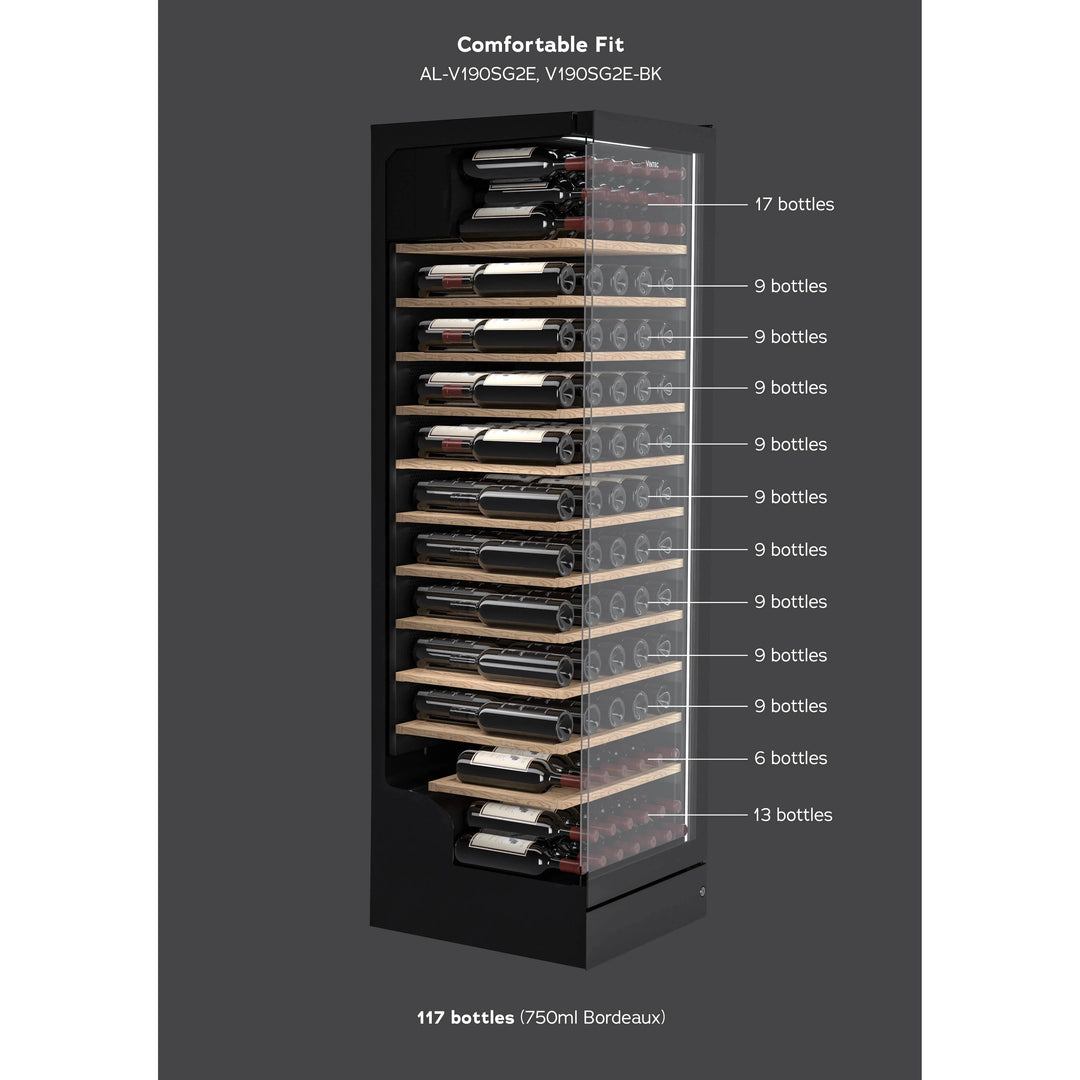 Vintec 198 Bottle Multi Zone Wine Cabinet (V190SG2E-BK)